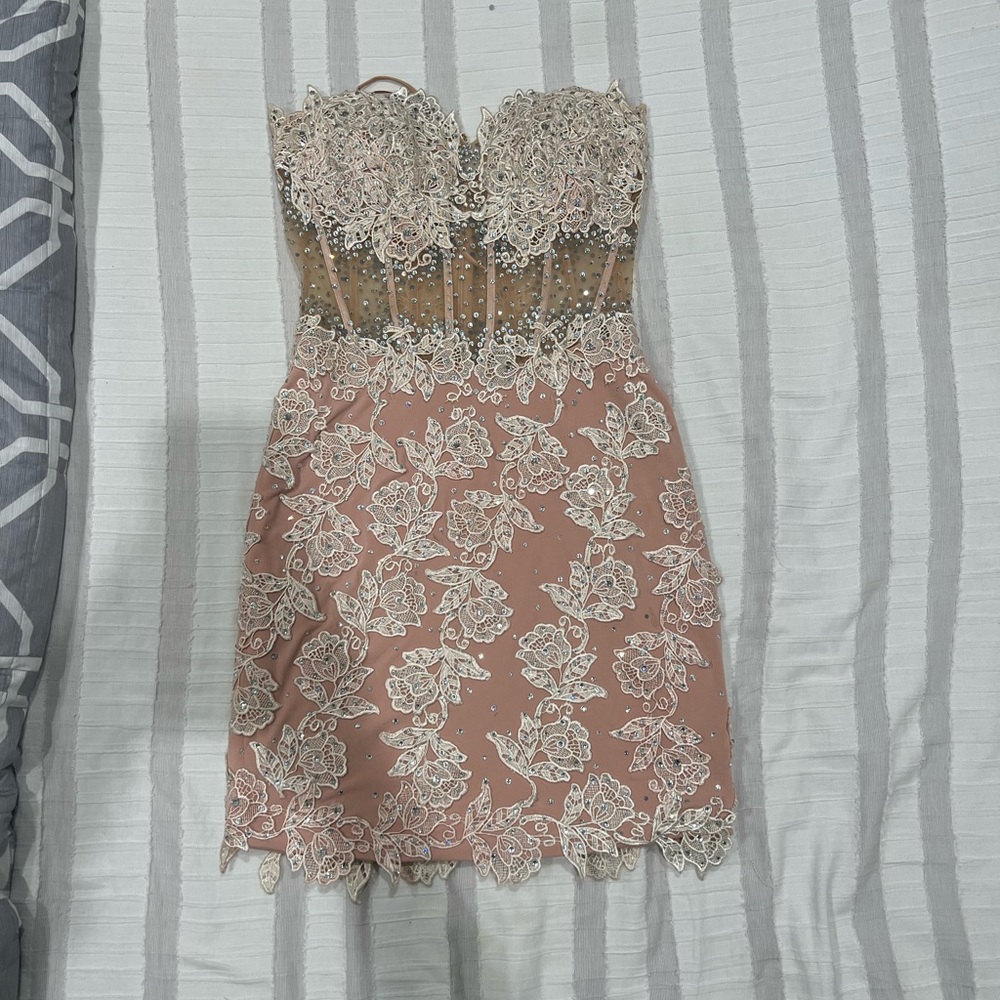 Jovani pink short dress, size 0, worn once